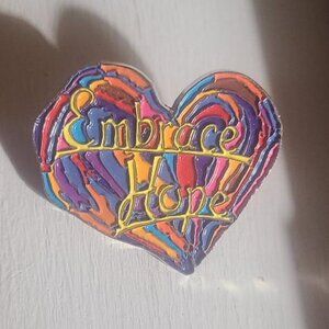 Embrace Hope Rainbow Heart Lapel Pin Tie Tack Brooch